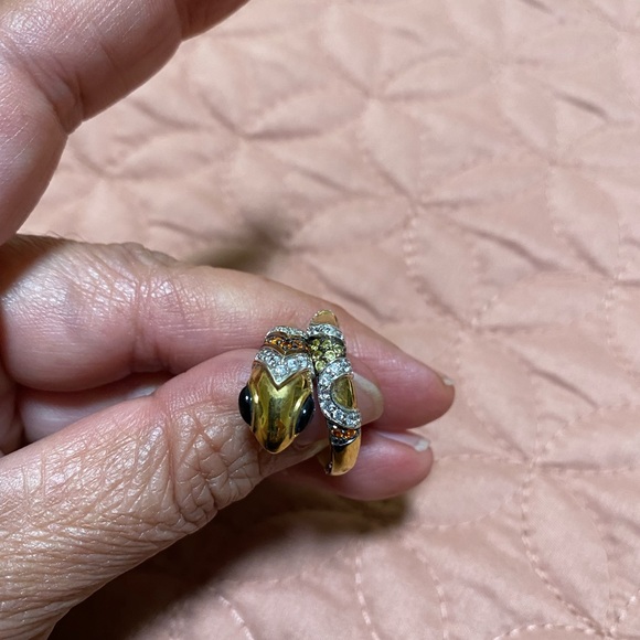 Sterling Silver bejeweled & gilded snake ring - Picture 6 of 13